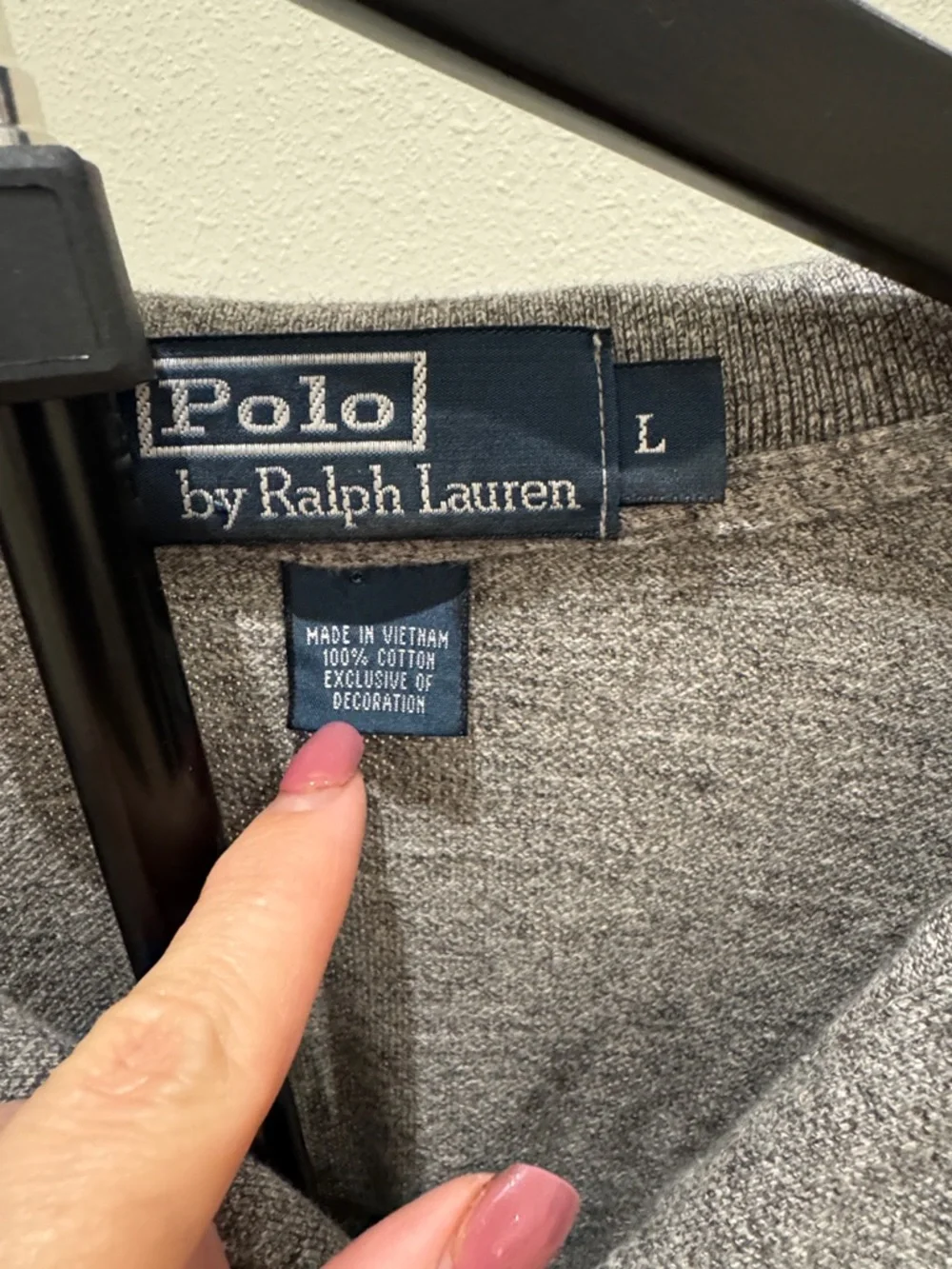 Ralph Lauren Gray Long-Sleeve Polo with Green Pony
